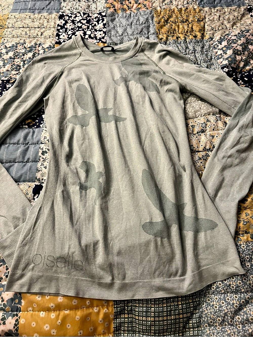 oisele Women's Long Sleeve Abstract Tunic Gray Small